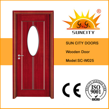 Chinese Oval Glass Bathroom Wooden Doors (SC-W025)